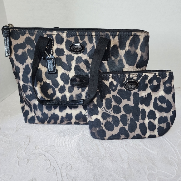 Coach Handbags - Coach 2FER✨️Coach Small Nylon Tote & Matching Pouch, EUC Like New